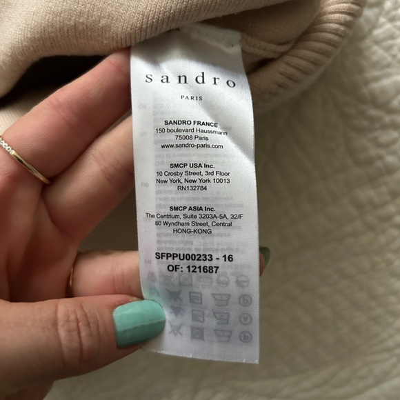 Sandro Pearl Trim Sweater - Sz 0 - Color Cream